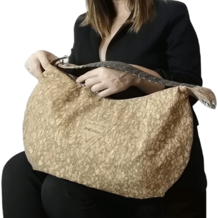 ΚΕΑ Χειροποίητη τσάντα ώμου από φελλό Ανυφαντού Anifantou