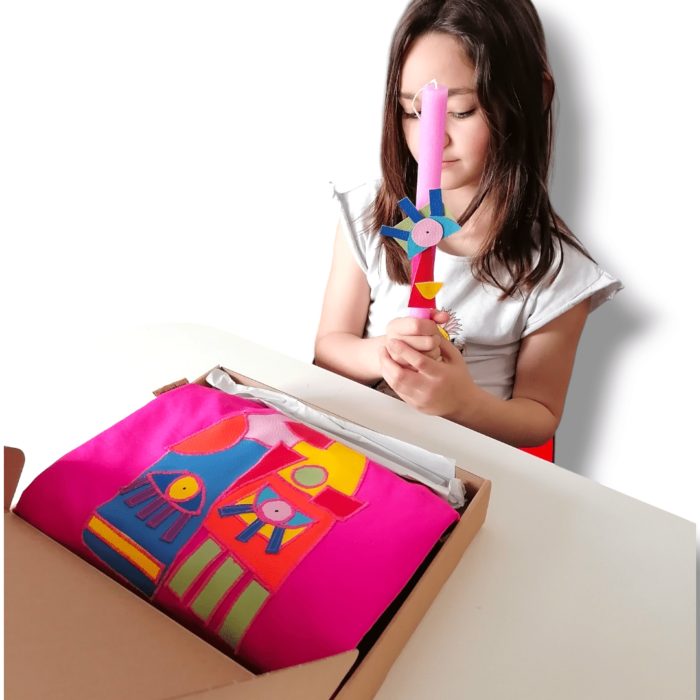 ΛΑΜΠΑΔΑ ΠΙΚΑΣΟ Χειροποίητο σετ δώρου Πάσχα με τσάντα Ανυφαντού Anifantou