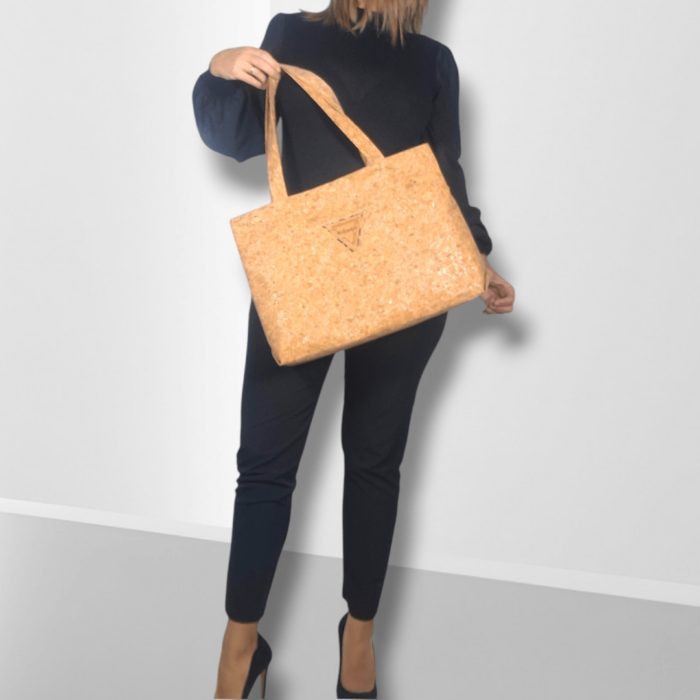 ΝΑΞΟΣ Χειροποίητη μεγάλη τσάντα ώμου από φελλός Ανυφαντού Anifantou