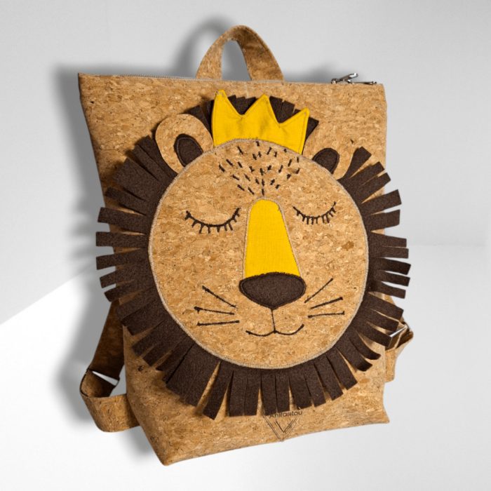 ΛΙΟΝΤΑΡΙ Χειροποίητο παιδικό σακίδιο πλάτης από φελλό Ανυφαντού