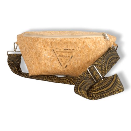 ΔΗΛΟΣ Χειροποίητη τσάντα μπανάνα από φελλό Ανυφαντού Anifantou