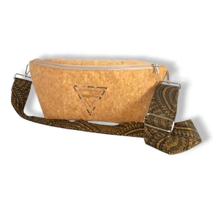ΣΥΜΗ Χειροποίητη τσάντα μπανάνα από φελλό Ανυφαντού Anifantou