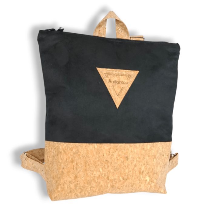 ΣΧΟΙΝΟΥΣΣΑ Χειροποίητη τσάντα πλάτης από φελλό Ανυαφντού Anifantou