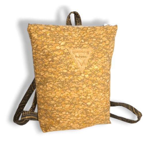 ΧΡΥΣΗ Χειροποίητη τσάντα πλάτης από φελλό Ανυαφντού Anifantou