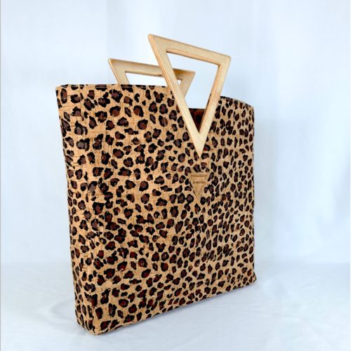 ΜΥΚΟΝΟΣ Χειροποίητη τσάντα χειρός από φελλό με ξύλινη λαβή Ανυφαντού Anifantou