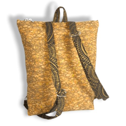 ΧΡΥΣΗ Χειροποίητη τσάντα πλάτης από φελλό Ανυαφντού Anifantou