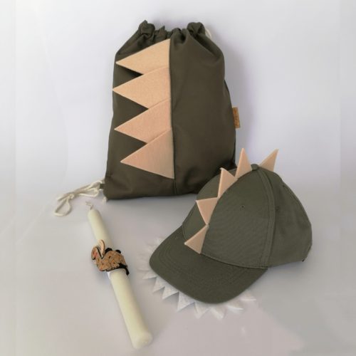 ΛΑΜΠΑΔΑ ΔΕΙΝΟΣΑΥΡΟΣ Χειροποίητο σετ δώρο Πάσχα με τσάντα Ανυφαντού Anifantou