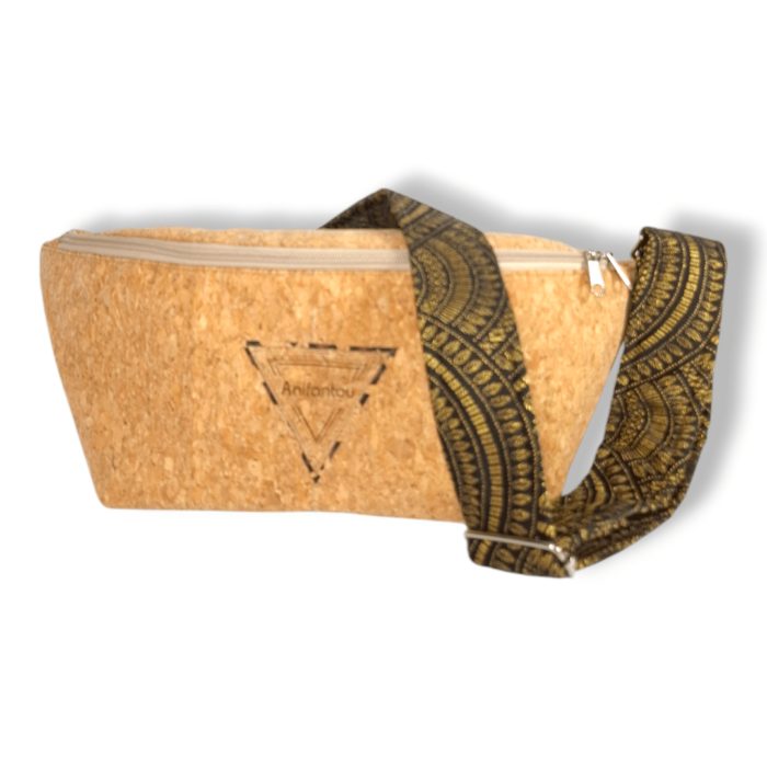 ΣΥΜΗ Χειροποίητη τσάντα μπανάνα από φελλό Ανυφαντού Anifantou