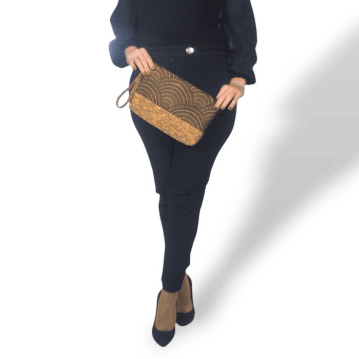 ΑΛΟΝΝΗΣΟΣ Χειροποίητο, τσαντάκι χειρός από φελλό Ανυφαντού Anifantou