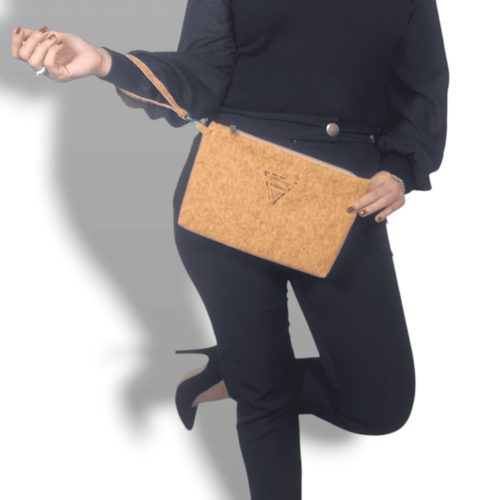 ΣΚΟΠΕΛΟΣ Χειροποίητο τσαντάκι χειρός από φελλό Ανυφαντού Anifantou