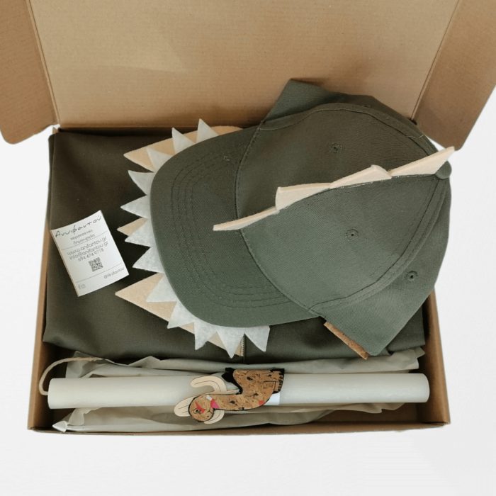 ΛΑΜΠΑΔΑ ΔΕΙΝΟΣΑΥΡΟΣ Χειροποίητο σετ δώρο Πάσχα με τσάντα Ανυφαντού Anifantou