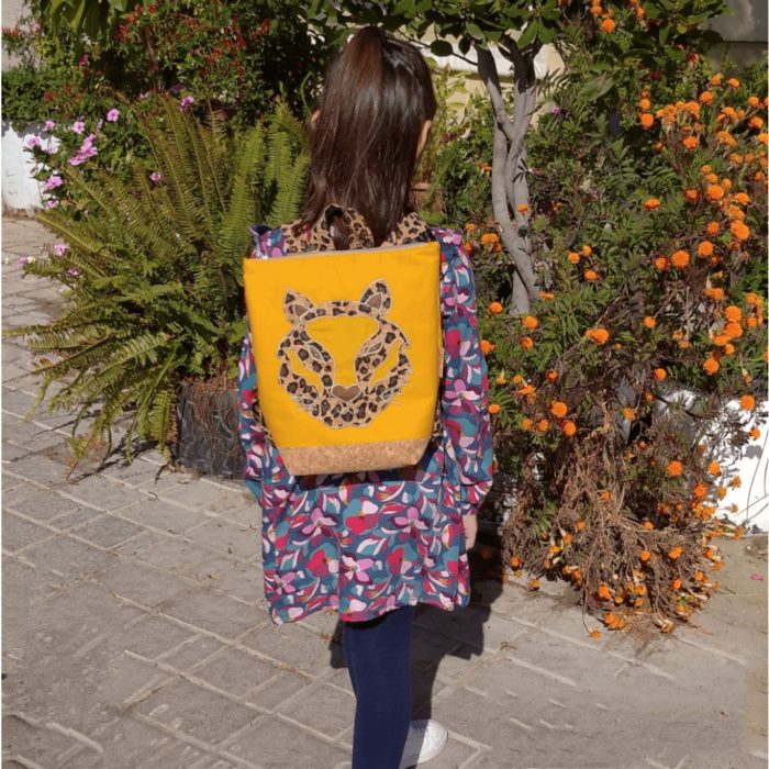 ΤΙΓΡΗ CORΚ LEOPARD Χειροποίητο παιδικό σακίδιο πλάτης από φελλό Ανυφαντού Anifantou