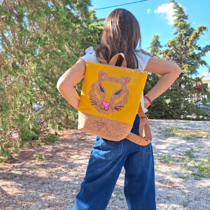 ΤΙΓΡΗ Χειροποίητο παιδικό σακίδιο πλάτης από φελλό Ανυφαντού