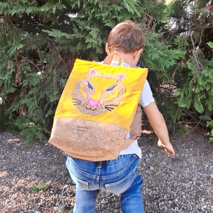 ΤΙΓΡΗ Χειροποίητο παιδικό σακίδιο πλάτης από φελλό Ανυφαντού