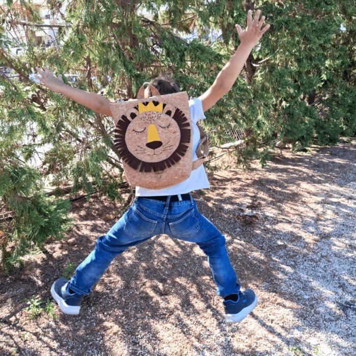 ΛΙΟΝΤΑΡΙ Χειροποίητο παιδικό σακίδιο πλάτης από φελλό Ανυφαντού