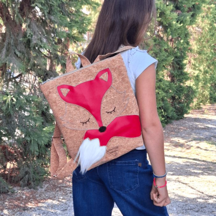 ΑΛΕΠΟΥ Χειροποίητο παιδικό σακίδιο πλάτης από φελλό Ανυφαντού Anifantou