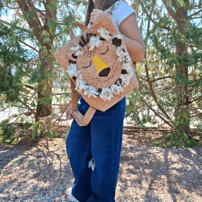 ΛΕΑΙΝΑ Χειροποίητο παιδικό σακίδιο πλάτης από φελλό Ανυφαντού