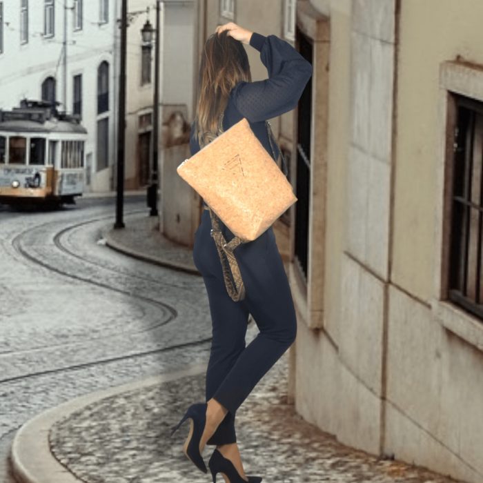 ΣΙΚΙΝΟΣ Χειροποίητη τσάντα πλάτης από φελλό Ανυαφντού Anifantou