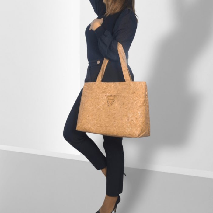 ΝΑΞΟΣ Χειροποίητη μεγάλη τσάντα ώμου από φελλός Ανυφαντού Anifantou