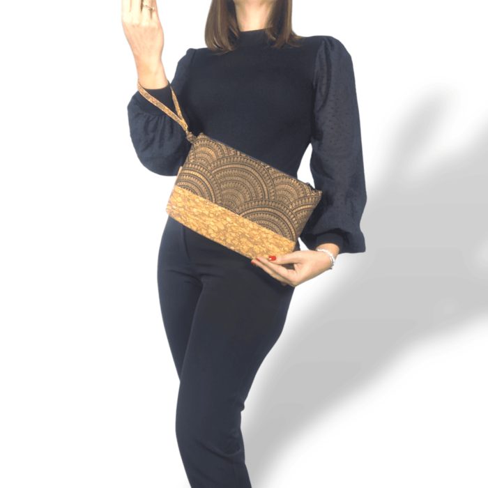 ΑΛΟΝΝΗΣΟΣ Χειροποίητο, τσαντάκι χειρός από φελλό Ανυφαντού Anifantou