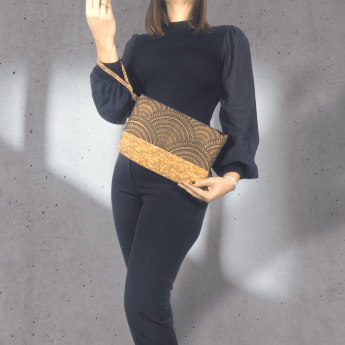 ΑΛΟΝΝΗΣΟΣ Χειροποίητο, τσαντάκι χειρός από φελλό Ανυφαντού Anifantou