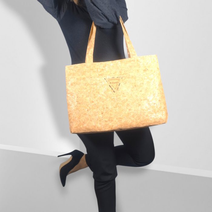 ΝΑΞΟΣ Χειροποίητη μεγάλη τσάντα ώμου από φελλός Ανυφαντού Anifantou