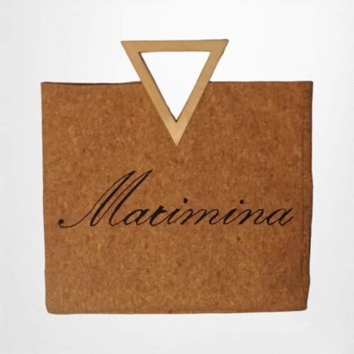 ΜΑΡΙΜΙΝΑ Χειροποίητη προσωποποιημένη τσάντα από φελλό Ανυφαντού Anifantou