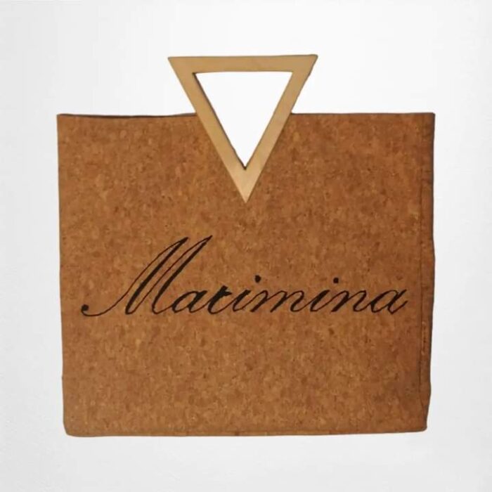 ΜΑΡΙΜΙΝΑ Χειροποίητη προσωποποιημένη τσάντα από φελλό Ανυφαντού Anifantou