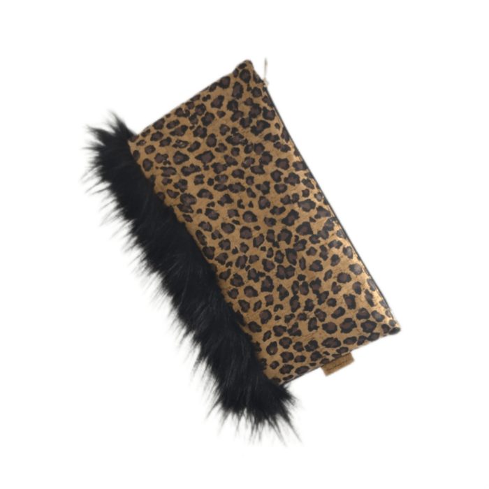 ΕΥΒΟΙΑ Χειροποίητη τσάντα χειρός από φελλό leopard - Ανυφαντού Anifantou