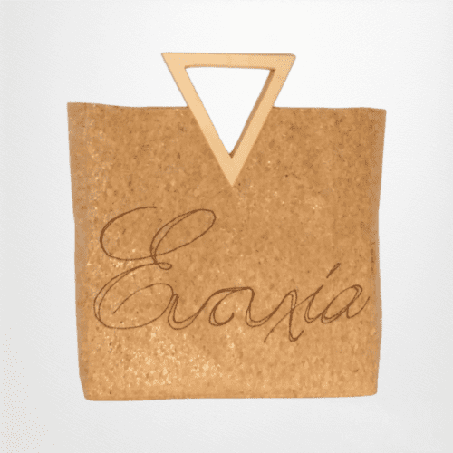 ΕΥΤΥΧΙΑ Χειροποίητη προσωποποιημένη μεγάλη τσάντα χειρός απο φελλό - Anifantou