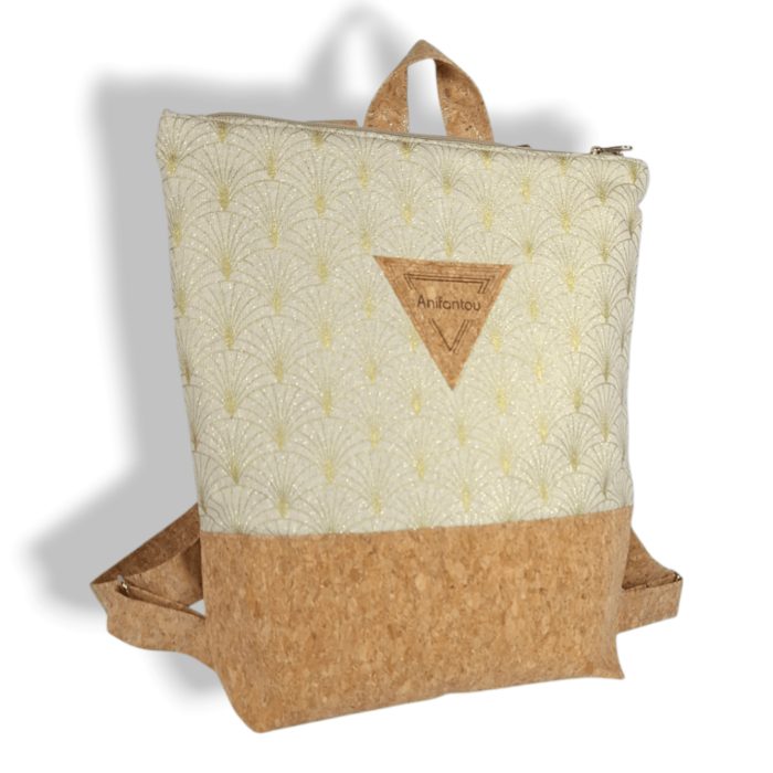 ΦΟΛΕΓΑΝΔΡΟΣ Χειροποίητη τσάντα από φελλό backpack Ανυφαντού Anifantou