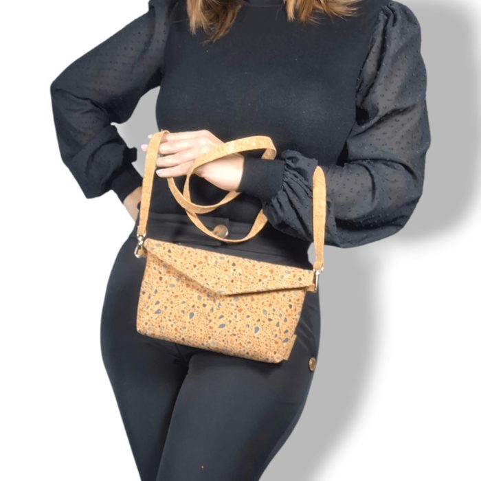 ΛΗΜΝΟΣ Χειροποίητη τσάντα χιαστί από φελλό Ανυφαντού Anifantou