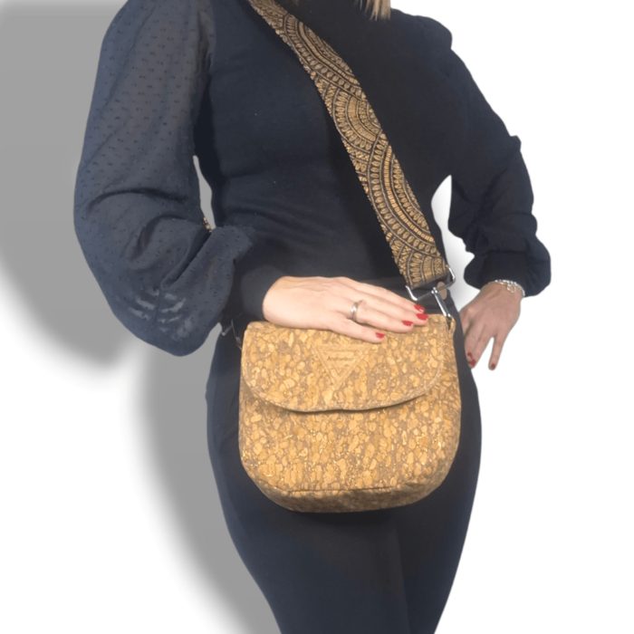 ΘΑΣΟΣ Χειροποίητη τσάντα χιαστί από φελλό Ανυφαντού Anifantou