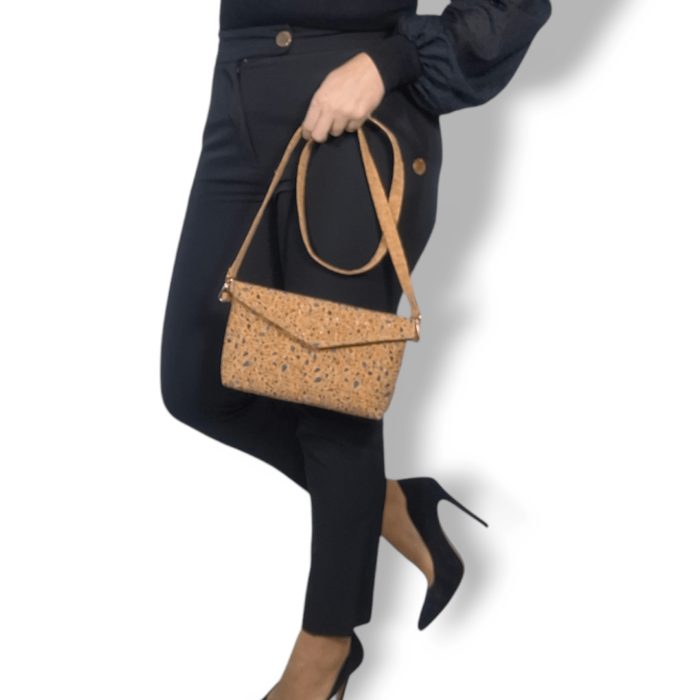 ΛΗΜΝΟΣ Χειροποίητη τσάντα χιαστί από φελλό Ανυφαντού Anifantou