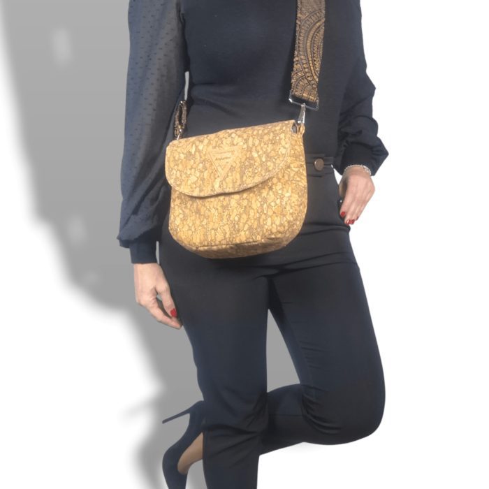 ΘΑΣΟΣ Χειροποίητη τσάντα χιαστί από φελλό Ανυφαντού Anifantou