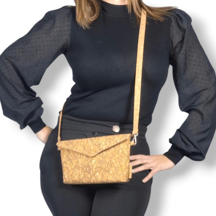 ΦΟΥΡΝΟΙ Χειροποίητη τσάντα χιαστί από φελλό Ανυφαντού Anifantou