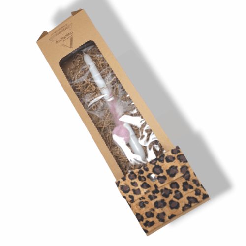 ΛΑΜΠΑΔΑ - ΠΟΡΤΟΦΟΛΑΚΙ ΦΕΛΛΟΣ LEOPARD Χειροποίητο, σετ δώρο Πάσχα - Anifantou