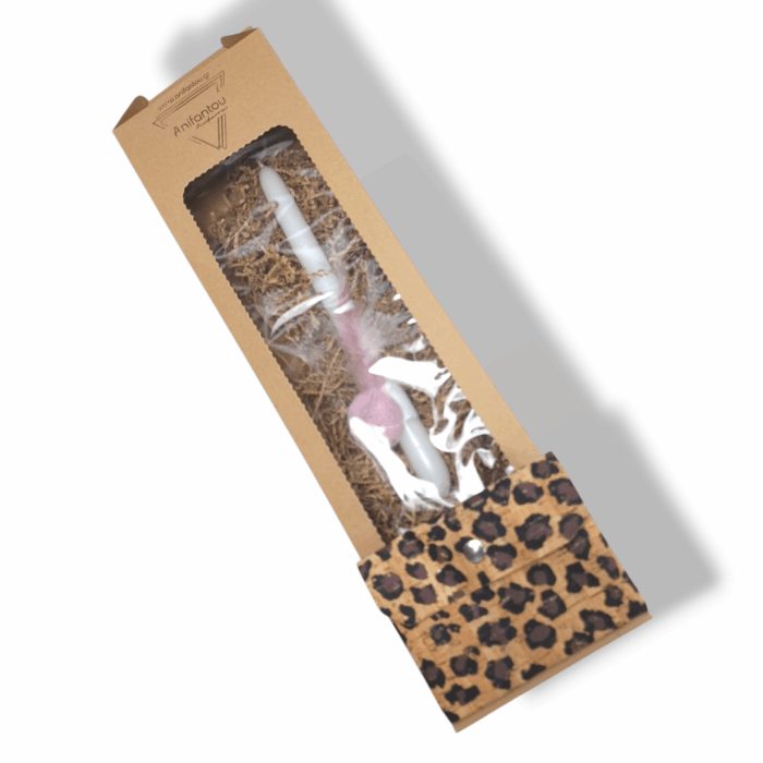 ΛΑΜΠΑΔΑ - ΠΟΡΤΟΦΟΛΑΚΙ ΦΕΛΛΟΣ LEOPARD Χειροποίητο, σετ δώρο Πάσχα - Anifantou