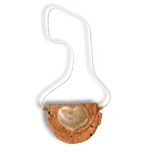 ΚΑΡΔΙΑ Χειροποίητο, τσαντάκι χιαστί για παιδιά από φελλό - Anifantou