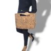 ΑΜΟΡΓΟΣ Χειροποίητη τσάντα χειρός από φελλό leopard με ξύλινη λαβή - Anifantou