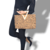 ΜΗΛΟΣ Χειροποίητη τσάντα χειρός handbag από φελλό leopard Ανυφαντού Anifantou