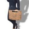 ΑΜΟΡΓΟΣ Χειροποίητη τσάντα χειρός από φελλό leopard με ξύλινη λαβή - Anifantou