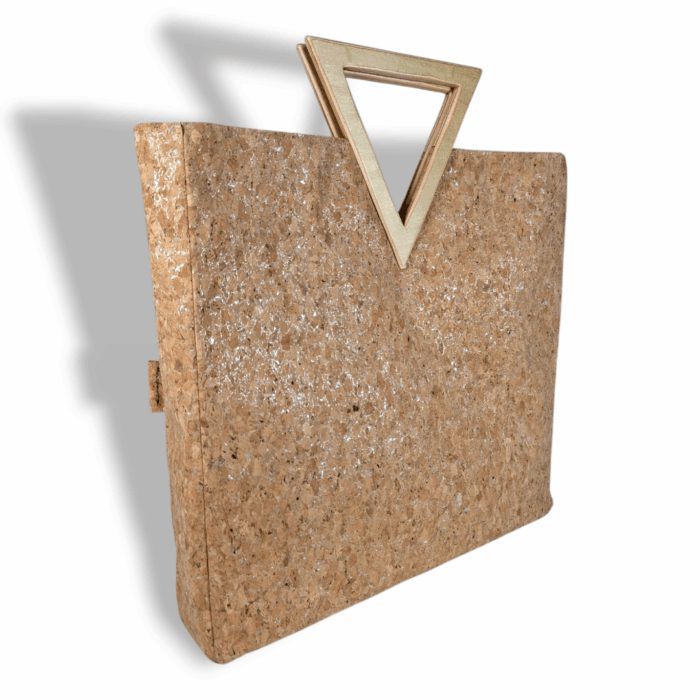 Χειροποίητη προσωποποιημένη τσάντα από φελλό με ασημί glitter - Anifantou