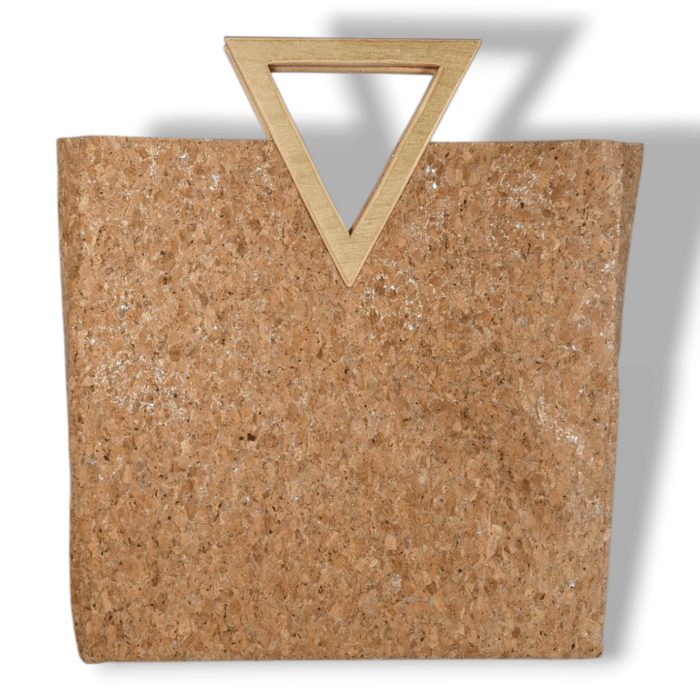 Χειροποίητη προσωποποιημένη τσάντα από φελλό με ασημί glitter - Anifantou