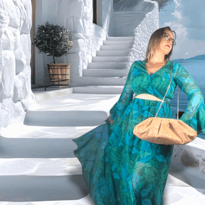 ΟΙΝΟΥΣΣΕΣ Χειροποίητη τσάντα ώμου από φελλό bucket bag - Anifantou