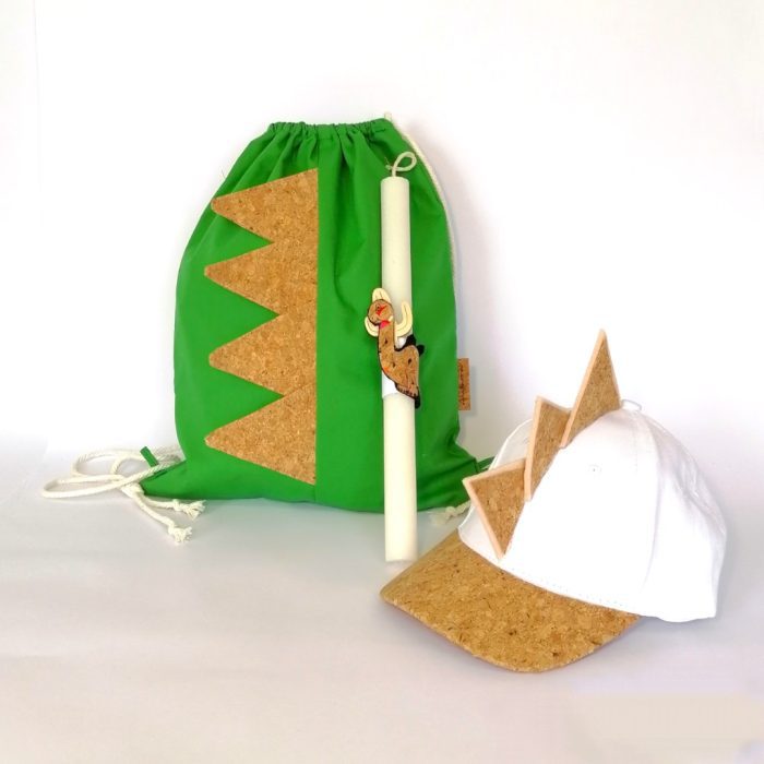 ΛΑΜΠΑΔΑ – ΤΥΡΑΝΝΟΣΑΥΡΟΣ Πασχαλινό δώρο τσάντα και καπέλο