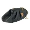 Χειροποίητη γυναικεία τσάντα ώμου πουγκί Bucket Bag από μαύρο φελλό με χρυσή αλυσίδα anifantou